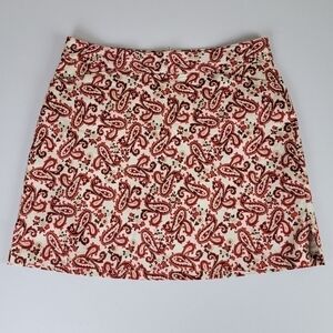 Lady Hagen Tango Red Woven Paisley Print Golf‎ Skirt/Skort Sz 8